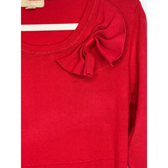 Appraisal Sweater Dress Womens Size L Red Knit Bow Long Sleeve Old Money Work - Picture 4 of 12